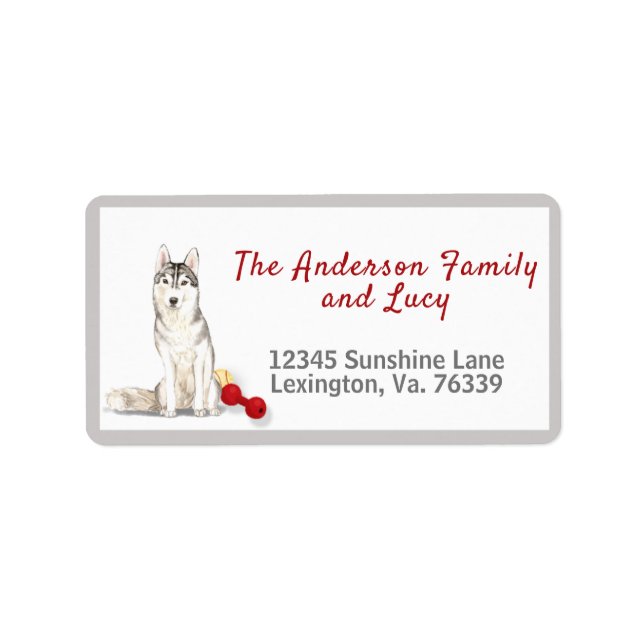 Siberian Husky Toys Family Return Address     Label (Front)