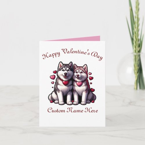  Siberian Husky Valentine couple Card
