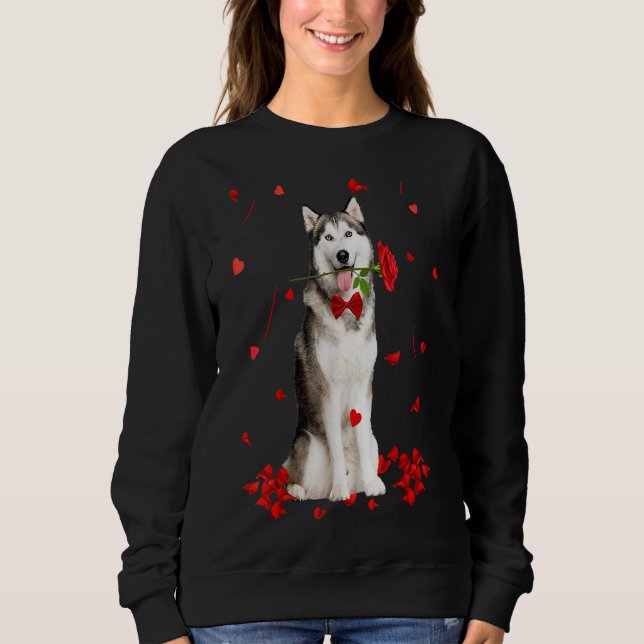 Siberian Husky Valentines Day Outfit Dog Valentine Sweatshirt (Front)