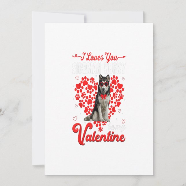 Siberian Husky Valentines Day Tee Funny Dog Holiday Card (Front)