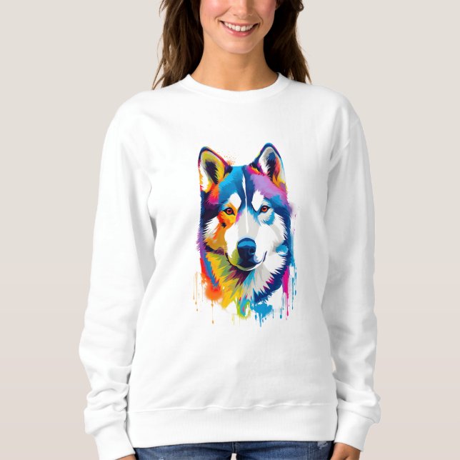 Siberian Husky Vibrant and Colorful Sweatshirt (Front)