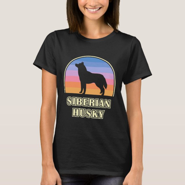 Siberian Husky Vintage Sunset Dog T-Shirt (Front)