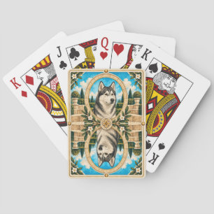 Siberian Husky, Vintage Watercolor Dog Art Poker Cards