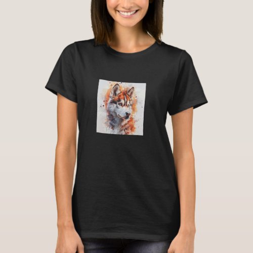 Siberian Husky Watercolor Colorful Graphic 1 T-Shirt