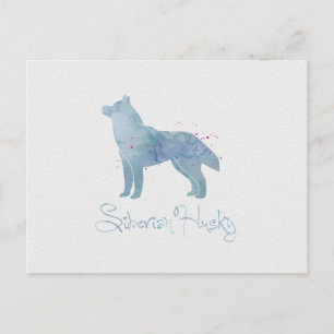 Siberian Husky Watercolor Design Postcard