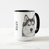 Siberian Husky Watercolor Personalized Mug