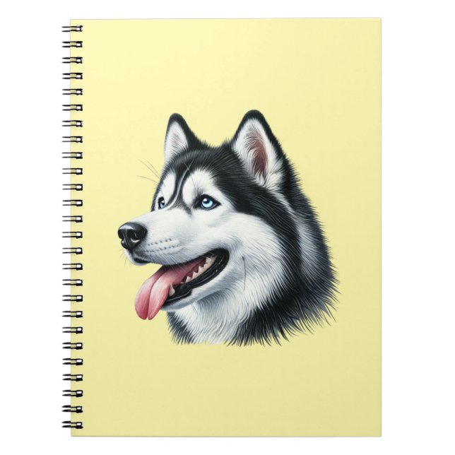 Siberian Husky Watercolor Portrait  Notebook (Front)