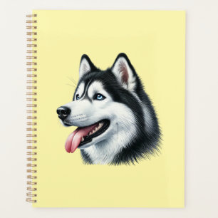 Siberian Husky Watercolor Portrait Planner