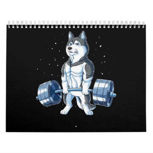 Siberian Husky Weightlifting Funny Deadlift Men Calendar