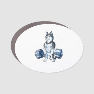 Siberian Husky Weightlifting Funny Deadlift Men Car Magnet