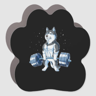 Siberian Husky Weightlifting Funny Deadlift Men Car Magnet