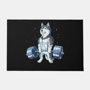 Siberian Husky Weightlifting Funny Deadlift Men Doormat