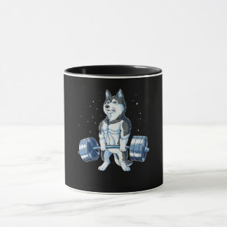 Siberian Husky Weightlifting Funny Deadlift Men Mug