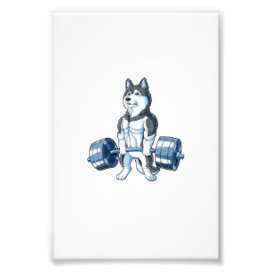 Siberian Husky Weightlifting Funny Deadlift Men Photo Print