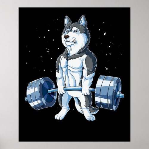 Siberian Husky Weightlifting Funny Deadlift Men Poster