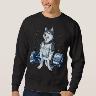 Siberian Husky Weightlifting Funny Deadlift Men Sweatshirt