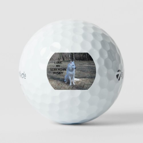 siberian husky white love w pic golf balls