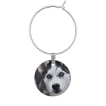 Siberian Husky Wine Glass Charm