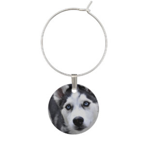 Siberian Husky Wine Glass Charm