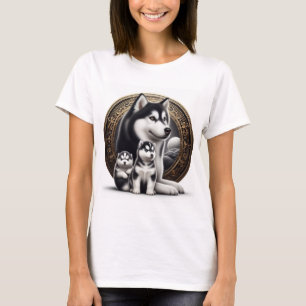 Siberian Husky With Pups T-Shirt