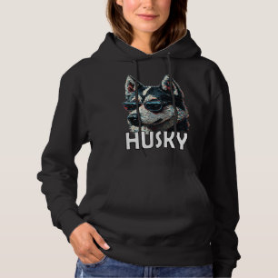 Siberian husky with sunglasses and a  saying  1 hoodie