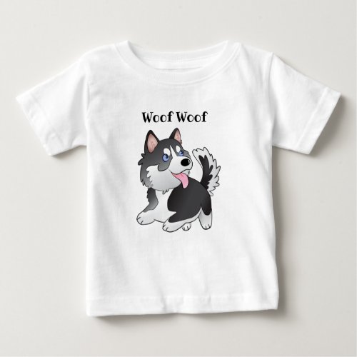 Siberian Husky Woof Woof Baby T_Shirt