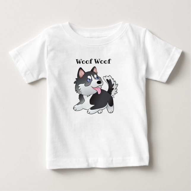 Siberian Husky Woof Woof Baby T-Shirt (Front)