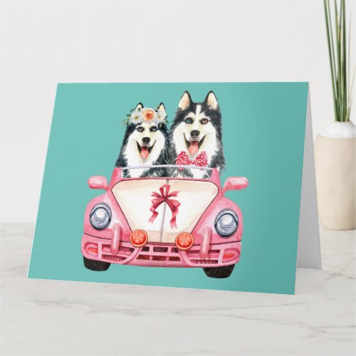 Siberian Huskys Wedding Design Card