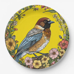 Siberian jay bird paper plates