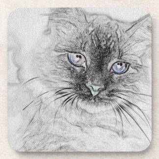 Siberian Kitty Cat Napping on the Marble Slab Drink Coaster