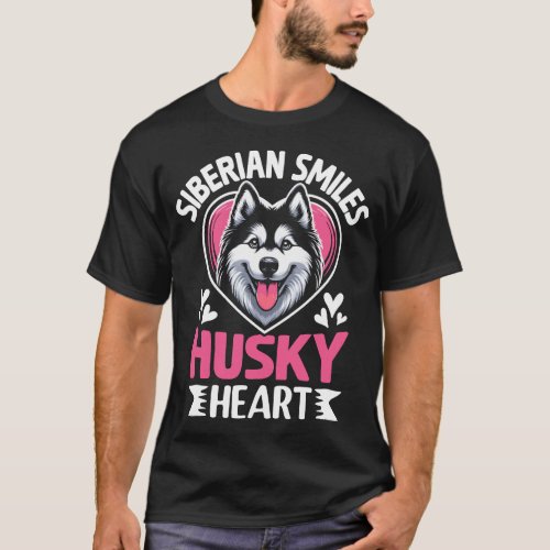 Siberian Smiles Husky Heart Dog T_Shirt