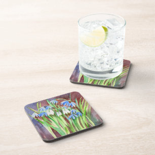 Siberian squill blue spring flower painting beverage coaster