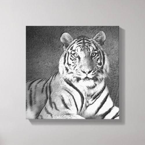Siberian Tiger Art in Black and White _ Canvas