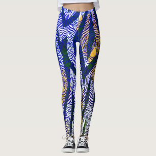 Siberian Tiger blue pattern Leggings