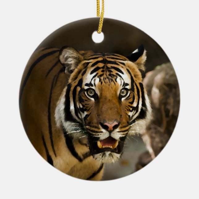 Siberian Tiger Ceramic Ornament (Front)