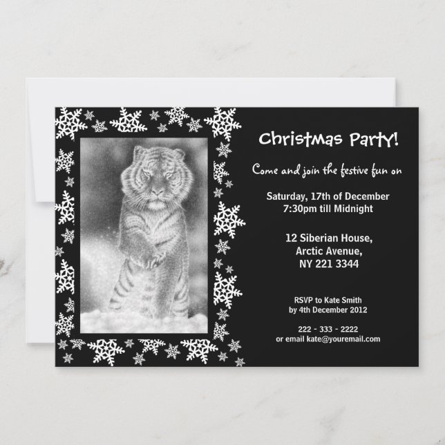 Siberian Tiger Christmas Party Invitation (Front)