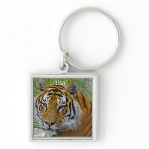Siberian Tiger Closeup Photo of Face Keychain