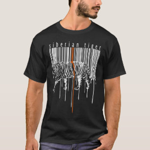 Siberian Tiger Dripping Barcode Hand Drawn Wild Ca T-Shirt