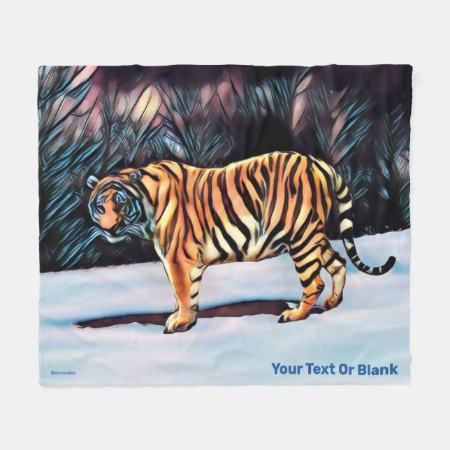 Siberian Tiger Fleece Blanket (Front (Horizontal))