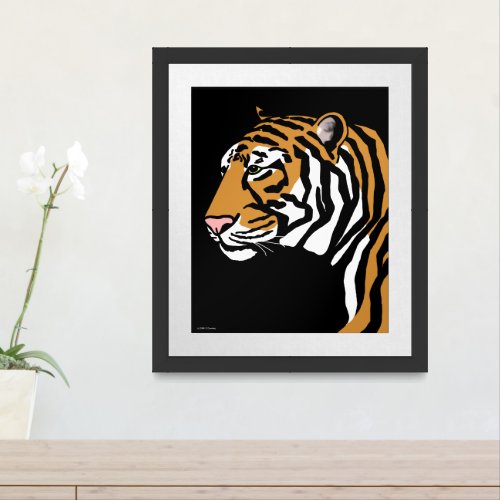 Siberian Tiger On Black Framed Art