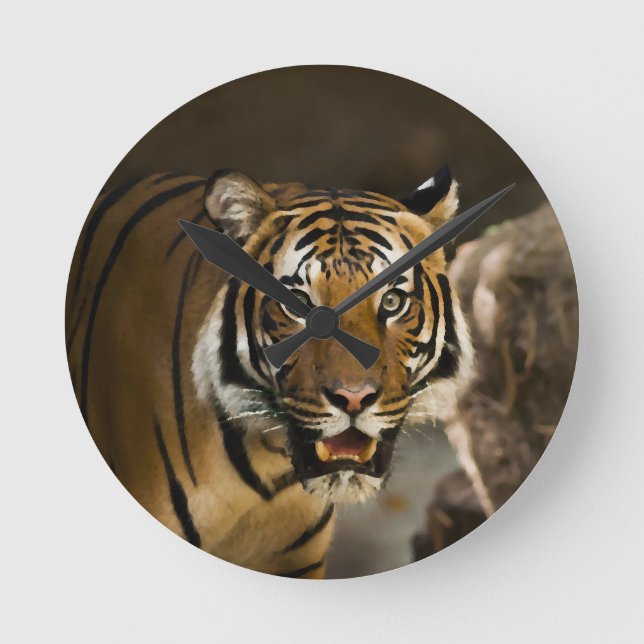 Siberian Tiger Round Clock (Front)
