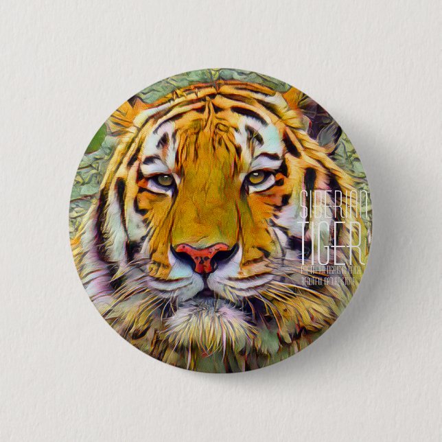 Siberian Tiger [Round Tin Badge] Button (Front)