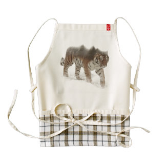 Siberian tiger-Tiger-double exposure-wildlife Zazzle HEART Apron