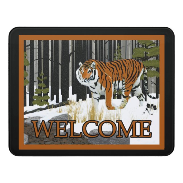 Siberian Tiger - Welcome Door Sign (Contemporary Front)