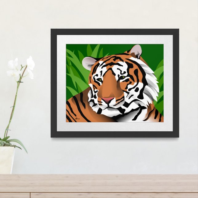 Siberian Tiger Wildlife Framed Art (Entryway)