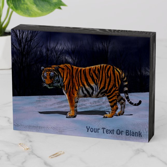 Siberian Tiger Wooden Box Sign (In Situ Horizontal)