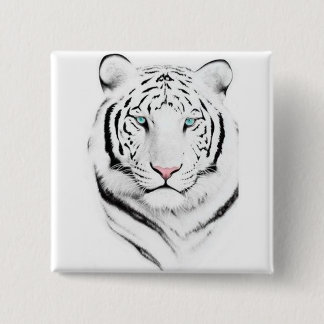 Siberian White Tiger Button