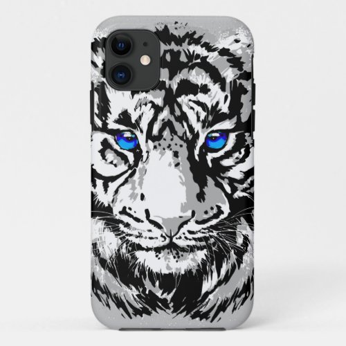 Siberian White Tiger Head _ Tiger Blue  iPhone 11 Case