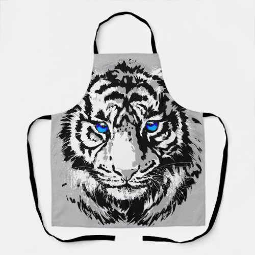 Siberian White Tiger Head _ Tiger Blue Eyes Apron