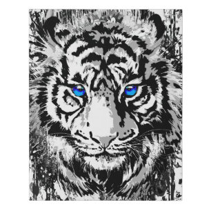 Siberian White Tiger Head - Tiger Blue Eyes Faux Canvas Print